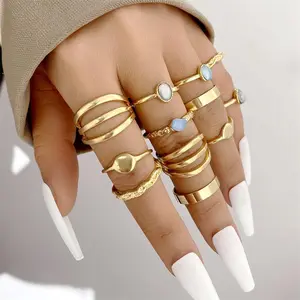 Set di anelli per nocche con anello in oro con pietre preziose di alta qualità del fornitore della fabbrica per le donne