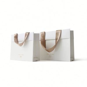 High Quality Luxury Recyclable Biodegradable Paper Cardboard Gift Bags Shopping Handle <b>Ribbon</b> Bag Cosmetics High Visibility - Product Image 1