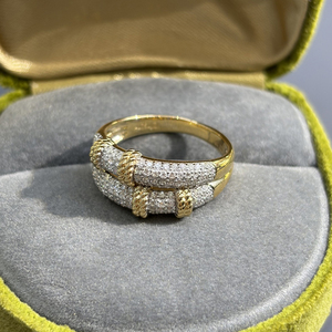 Aazuo 18K แหวนข้อต่อทำจากไม้ไผ่ประดับเพชรธรรมชาติแท้สีเหลืองทองแบบวินเทจเหมาะสำหรับใส่ในชีวิตประจำวันเป็นของขวัญสำหรับงานเลี้ยงวันเกิดของผู้หญิง - Product Image 3