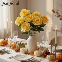Rose artificielle jaune réaliste à longue tige unique, en gros, pour décoration de table de ferme, maison, mariage romantique, Noël, ambiance chaleureuse