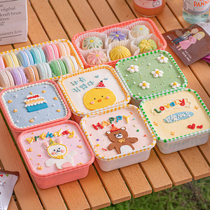 Bán Hàng Nóng Bền Vuông Pastry Pie Snack Bao Bì Hộp Vuông Trái Cây Macaron Hồng Hộp Nhựa Cấp Thực Phẩm Cho Bánh Và Những Môn Dã Ngoại - Product Image 1
