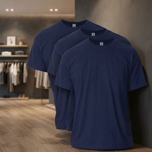 Camiseta Premium Azul Marino para Hombre, Cuello Redondo, Algodón Grueso, Manga Corta, Estilo G2000, Ropa de Trabajo Informal Básica, Uniforme - Product Image 4