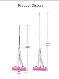 Serpillère en éponge PVA rose Realida avec manche pliable, équipement de nettoyage pour la maison, éponge en cellulose pour le pressage, serpillère en éponge PU - Product Image 6