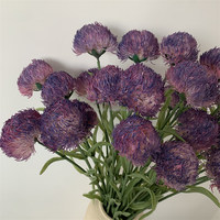 B-743 Fournitures florales en gros Plantes artificielles Fleurs décoratives Fleurs de Dianthus violettes à tige unique Fleurs en forme de boule de poils