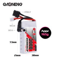 Untuk GNB DJI FPV Goggles Paket Baterai LiPo 2S 3000mAh 7.4V XT60 DC5.5 Konektor Indikator Daya 300 Siklus LiCoO2 Katoda