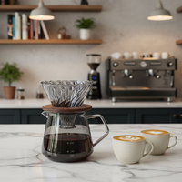 Ensemble de cafetière en verre pour café filtre, avec filtre, pot de service et carafe résistante à la chaleur, personnalisable avec logo, vente en gros