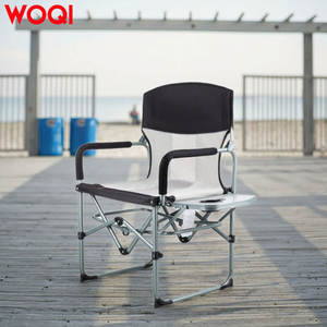 เก้าอี้พับพกพา Woqi พร้อมที่วางแก้ว ผ้า Oxford สำหรับตั้งแคมป์กลางแจ้ง สีเทาอ่อน 52.5x58.5x92.5 ซม. - Product Image 1