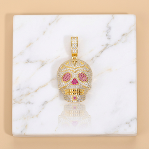 Pendentif Tête de Mort Givrée en Moissanite Argent 925, Bijou de Mode Unisexe de Luxe Hip Hop Bling pour Fêtes et Événements - Product Image 4