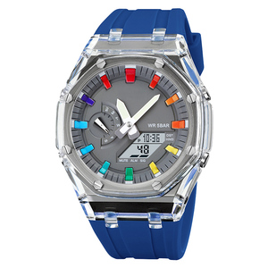 Orologio sportivo digitale da uomo con schermo LED grande viso orologi militari e impermeabile casual luminoso cronometro allarme semplice orologio dell'esercito (oro), Cinghia