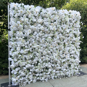 A64 Vorschlag Requisiten Künstliche Blumen Hochzeit Orchidee Blumen Roll Hintergrund Wand Panel Weiß Phalaenopsis Rose Stoff Blumen wand - Product Image 3