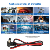 Câble d'alimentation CC personnalisable 18AWG, connecteur coudé à 90 degrés 5,5*2,1 mm, fil parallèle noir et rouge pour CCTV