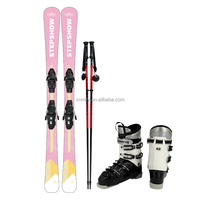 Ensemble de ski tout-terrain pour femme personnalisé OEM avec chaussures de ski, fixations, skis légers à double pointe avec noyau en bois pour adultes, freestyle
