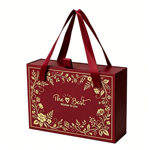 Boîte cadeau de luxe en carton rigide avec logo personnalisé, poignée et dorure à chaud, emballage écologique en papier pour fabricant de cadeaux - Product Image 1
