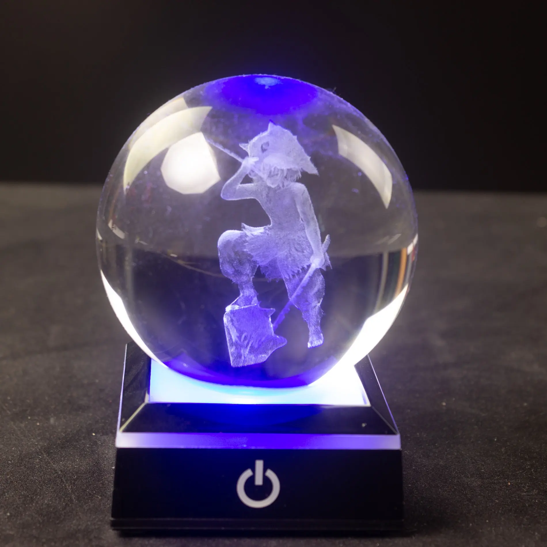 Gravação a laser 3d em atacado, bola de cristal transparente personalizada com base de iluminação led para presente promocional