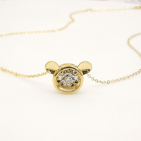 Collier à pendentif ours en or véritable, chaîne en or jaune, perle naturelle de danse, vente en gros, bijoux 100%, 18k