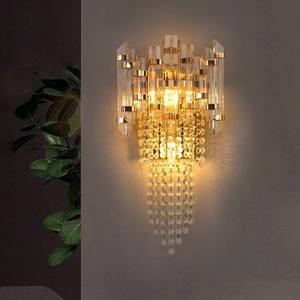 โคมไฟคริสตัลติดผนังหรูหรา, โคมไฟ LED เหล็กติดข้างเตียงสำหรับห้องนั่งเล่น - Product Image 4