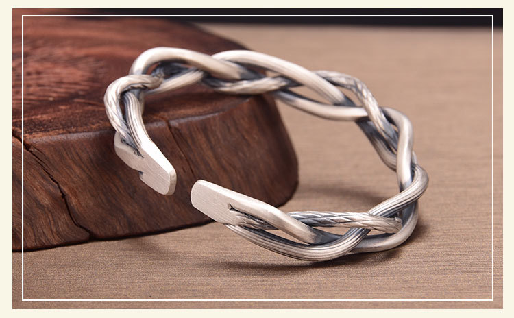 热卖三股麻花麻花手镯全配优雅情侣饰品开包手镯