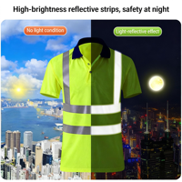 Vêtements de travail de sécurité réfléchissants fluorescents personnalisés, polo à manches courtes haute visibilité, uniforme en polyester tricoté