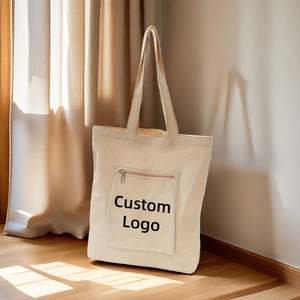 Sac cabas rétro écologique personnalisé décontracté Sac à provisions en toile avec fermeture éclair Nouveau style tendance avec logo de dessin animé imprimé personnalisé - Product Image 1
