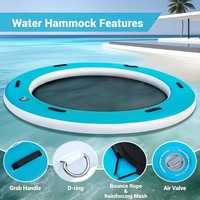 Equipo de Juego Acuático, Colchoneta Flotante de PVC con Tecnología Drop-Stitch, Anillo Flotante Redondo con Cuerda de Nailon de Alta Elasticidad