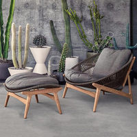 Ensemble de salon de jardin style nordique pour extérieur, table basse et chaises en rotin tressé, résistant à l'eau et aux UV, pour villa, cour et jardin