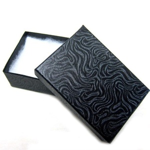 Black Swirl Pattern Cardboard <b>Jewelry</b> <b>Gift</b> <b>Box</b> with Cotton Insert for Ring Earring Pendant Packaging - Product Image 1