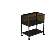 Chariot de rangement de bureau à roulettes silencieuses, robuste, à deux niveaux, en maille, pour dossiers suspendus format lettre
