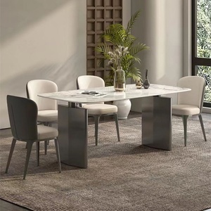 ชุดโต๊ะรับประทานอาหารแบบอุตสาหกรรมกรอบโลหะสีดำสุดหรูโต๊ะรับประทานอาหาร8ที่นั่ง - Product Image 3