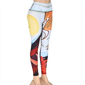 Leggings de yoga taille haute longueur intégrale, imprimé par sublimation torsadé, extensibles dans les quatre sens, en Spandex/Nylon, taille élastique, anti-transpiration - Product Image 1