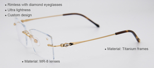 最新の高品質カスタムメイド光学眼鏡レトロアイウェアフレームユニセックス眼鏡リムレス光学眼鏡フレーム - Product Image 3