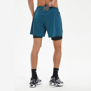 Pantalones Cortos Deportivos para <span class=keywords><strong>Hombre</strong></span>, para Correr, Maratón, <span class=keywords><strong>Atletismo</strong></span>, de Secado Rápido, con Forro, Diseño de Dos Piezas, para Entrenamiento, Fitness, Poliéster y Elastano, Tres Cuartos - Product Image 2