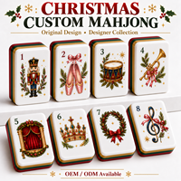 Ensemble de Mahjong Américain de Noël Personnalisé de Luxe Moderne, Tuiles Acryliques Gravées à 4 Couches, Designer Original, Fêtes, OEM ODM, 4 Joueurs