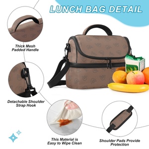 Customized BrownCharacter Checked Print Portable Thermal Lunch Reusable Insulated Tote Cooler Bag for School Snark Travel Office - Product Image 4