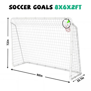 Portería de Fútbol de Malla Metálica Blanca con Aro y Conos, Equipo Deportivo Multifuncional Móvil, Ecológico, Marca MQ - Product Image 2