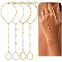 Bracelet de main minimaliste élégant rétro pour femme, bague de doigt en acier inoxydable, accessoires de bijoux tendance