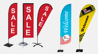 Drapeaux à plumes d'extérieur personnalisés, bannière publicitaire de plage avec support pour la promotion