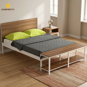 <span class=keywords><strong>Lit</strong></span> double multifonctionnel et minimaliste en bois avec tête de <span class=keywords><strong>lit</strong></span> pour dortoir d'école, appartement ou chambre d'employé, taille Queen - Product Image 3