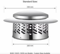 Capot de cheminée moderne en acier inoxydable de 150 mm, résistant aux intempéries et à la corrosion, pour système d'évacuation extérieur