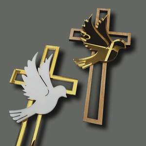 Adorno para Pastel de Acrílico con Paloma de la Paz y Cruz, Estilo Festivo, para Comunión, Bautizo - Product Image 2