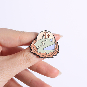 Broche en émail en forme de croix de Jésus chrétienne, écusson religieux, bijou cadeau, vente en gros - Product Image 4