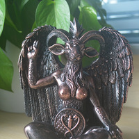 Sculpture d'ornement en résine de tête de chèvre démonique, chèvre du sabbat, Baphomet, Satan