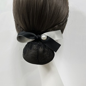 HZM-61251 Barrette à cheveux en filet avec nœud décoratif, couvre-<span class=keywords><strong>chignon</strong></span>, filet à cheveux perlé, barrette française avec filet, accessoires pour cheveux - Product Image 5