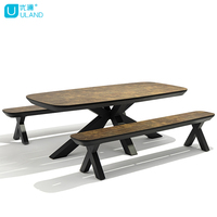 Mobilier de jardin extérieur Table à manger en métal et acier en forme de X Table basse en aluminium pieds meubles de patio chaise