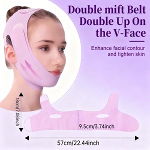 Sangle de menton réutilisable avec logo personnalisé, outil de correction du visage, patch, sangle faciale en forme de V pour le soin du visage, masque de sommeil - Product Image 2