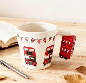 Personalizado de cerámica roja Routemaster Londres iconos de dos pisos en forma de autobús con asa 3D café té taza para regalos - Product Image 2