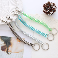 Porte-clés spirale rétractable avec mousqueton et anneau fendu, cordon anti-perte pour poignet, accessoires