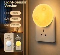 Veilleuse intelligente créative à commande vocale avec capteur de lumière pour chambre à coucher, sommeil, allaitement de bébé, protection des yeux, type à brancher, lampe lune