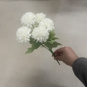 Prix d'usine – Bouquet de 7 chrysanthèmes pompon en soie artificielle pour mariage, cimetière, funérailles, tombes - Product Image 3