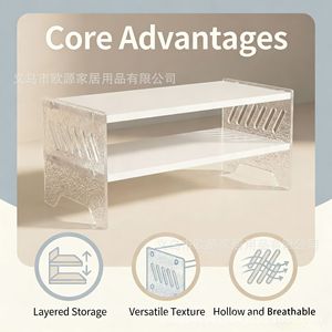 Acrylic <b>Computer</b> Riser Desktop Monitor Stand 50x19.5x19.5cm Double Layer <b>Storage</b> Rack <b>For</b> Office Electronics - Product Image 4