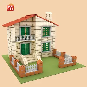 BS הבנאי קטן DIY מיני סימולציה בניין קלאסי וילה דגם 352 חתיכות 3D בלוקים גזע צעצועי למכירה